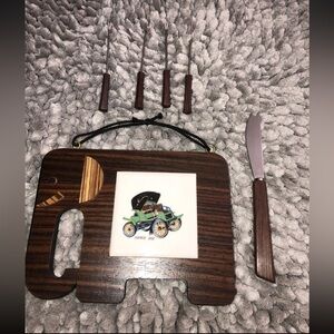 JAPAN Stainless Steel Cooking Utensil 6pc Set WOOD HANDLE MidCentury-Pierce 1905